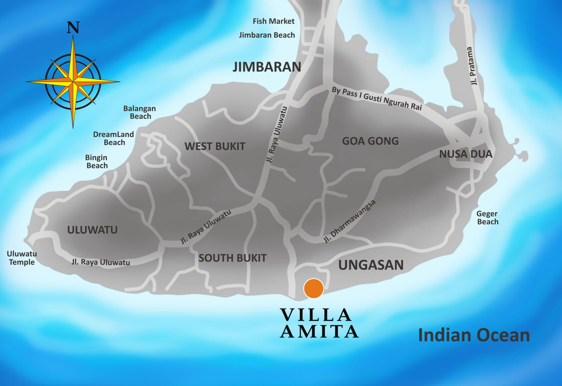 Map / location of Villa Amita, Bali